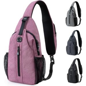 LEDAOU Crossbody Sling Bag Anti-Theft Sling Backpack Cross Body Shoulder Chest Bag Fanny Pack Travel Hiking Daypack (Purple)