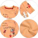 MAXIMGR Toddler Girl Clothes Baby Girl Outfits Cute Long Sleeve Cartoon Top + Jeans Pants Fall Winter Girls Clothing Sets (6 Years, Light Orange)