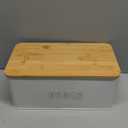 Culinary Couture White Bread Box for Kitchen Countertop with Bamboo Lid  Large BreadBox for Homemade Bread  Storage BreadBox with Cutting Board Lid
