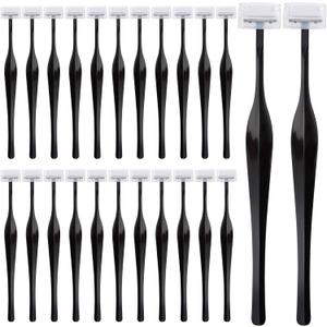 24pcs T Shape Eyebrow Razors for Women, Manual Face Trimmer with Cover, Stainless Steel Facial Shaver Multipurpose Makeup Tool for Forehead Cheeks Lips Chin- Black