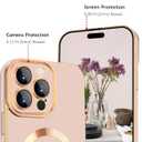 iPhone 15 Pro Max Case,iPhone 15 Pro Max Phone Case[Compatible with MagSafe] Magnetic Slim Thin Lanyard Wrist Strap Plating Shockproof Protective Phone Cover for iPhone 15 Pro Max 6.7", Pink