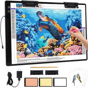 Zocelight Rechargeable A2 Light pad for Diamond Painting, A2 Light Board with 5200mAh Battery, 6 Levels Dimming/3 Color temperatures 5500 Lux Super Bright Light Box for Drawing, Sketching, Animation