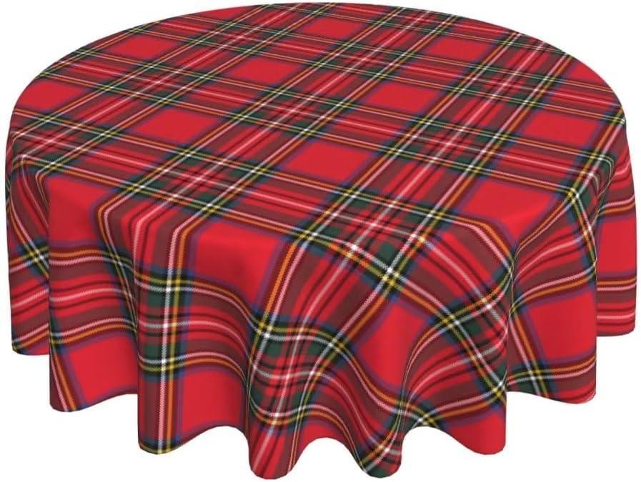 BETGINY Christmas Tablecloth 70x70 Inch Round Red Green Buffalo Plaid Tablecloth Dust-Proof Wrinkle Resistant Rustic Christmas Table Cloth for Holiday Party Dining