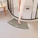 Non-Slip Corner Shower Mats,Semi-Circular Bath Mat, Curved Bath Rug, Washable Absorbent Bathroom Rug, Corner Bath Mat Carpet for Circular Shower (Coffee Grey, 16''X29'')