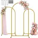 Hemmotop Metal Arch Backdrop Stand Set of 3, 6ft, 6.6ft, 7.2ft Wedding Arch Frame for Backdrop, Balloons, Flowers, Garden Dcor, Gold Arched Stand for Birthday, Baby Shower, Graduation Party, 3 Pieces