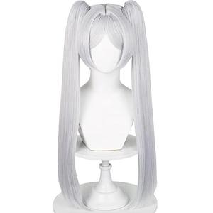 Wiggy Mermaid Frieren Cosplay Wig for Sousou no Frierenn, Long Silver White Wigs Ponytails + Wig Cap for Frieren Beyond Journey's End Halloween Christmas Costume Party