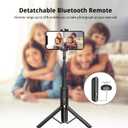 ATUMTEK Selfie Stick Tripod, 3-in-1 Extendable Aluminum Phone Tripod with Detachable Bluetooth Remote, Compatible with iPhone 17/16/15/14/13/12/11/11 Pro/XS Max/XR and Samsung Smartphones, Black