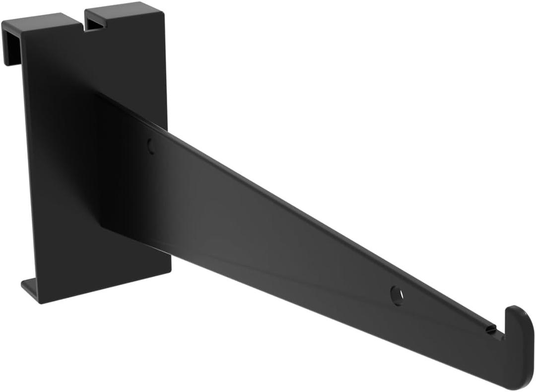10-Pack Gridwall Shelf Brackets  8-Inch Black Metal Support Arms for Grid Panels  Heavy Duty Wall Mount Brackets for Wire & Wood Shelving