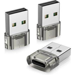 Basesailor USB to USB C Car Adapter 3Pack, Type C CarPlay Charger USBC Female to USBA Male Converter for New Apple iPhone 17 17e Air 16 16e 15 Pro Max Plus, Samsung S26 A55, Not for iPad/ Magsafe/ HomePod