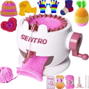 SENTRO Knitting Machine, 22 Needles Knitting Machine, Smart Automatic Knitting Loom Machine for Adults and Beginners, Circular Knitting Crochet Machine Kit for Hat,Socks,Scarves,Glove,Knit Items