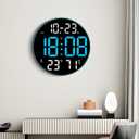 12-inch Digital Wall Clock with Remote Control, Power Memory, Alarm, Timer, Temperature Humidity Display for Office Bedroom