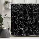 SVBright Black and White Shower Curtain 72Wx72L Inch Cute Modern Abstract Women Minimalist Line Art Ladies Aesthetic Creative Sketch 12 Pack Hooks Polyester Waterproof Fabric Bathroom Bathtub Panels (72"W x 72"L (Pack of 1), A-black)