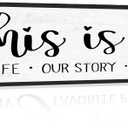 This is Us Sign Wall Decor Family Wall Signs Rustic Farmhouse Living Room Country House Hanging Framed Wall Plaques, This is Us Our Life Our Story Our Home Quotes Wall Decor 12" x 40"