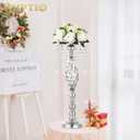 Nuptio 10 Pcs Silver Wedding Centerpieces Flower Stand, 21.7in/55cm Height Wedding Road Lead Flower Vases, Crystal Artificial Flower Arrangements for Wedding Party Birthday Event Reception Home Decor