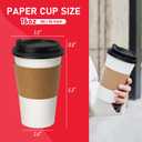 16 oz 100 Pack Coffee Cups with Lids and Sleeves, Hot Paper Coffee Cups with Lids, Disposable To Go Cups with Lid for Coffee, Tea, Hot Chocolate, Ideal for Cafes, Offices and Travel