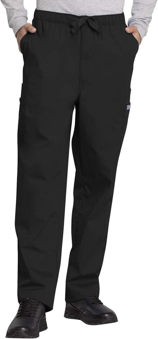 Cherokee Scrub for Men Fly Front Cargo Pant with 7 Pocket, Durable, Fade Resistant Fabric - 4000 (XX-Large Big, Black)