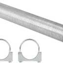 Piclafe 3" x 16.5" Length Universal Exhaust Flex Pipe, 3 Inch Flexible Exhaust Pipe with 2 x U Bolt Clamps