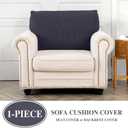 LA MEACK Couch Cushion Cover Seat Cushion Cover Stretch Armchair Cover Separate Sectional Sofa Slipcovers Furniture Protector(1 Piece for Seat or Sofa Backrest, Dark Grey)