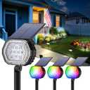 Solar Color Spot Lights Outdoor, 7 Modes Colored Halloween Christmas Solar Lights Outdoor, 35 LED Color Changing Landscape Lighting Waterproof IP65 Spotlight for Holiday Decorations, 4 Pack