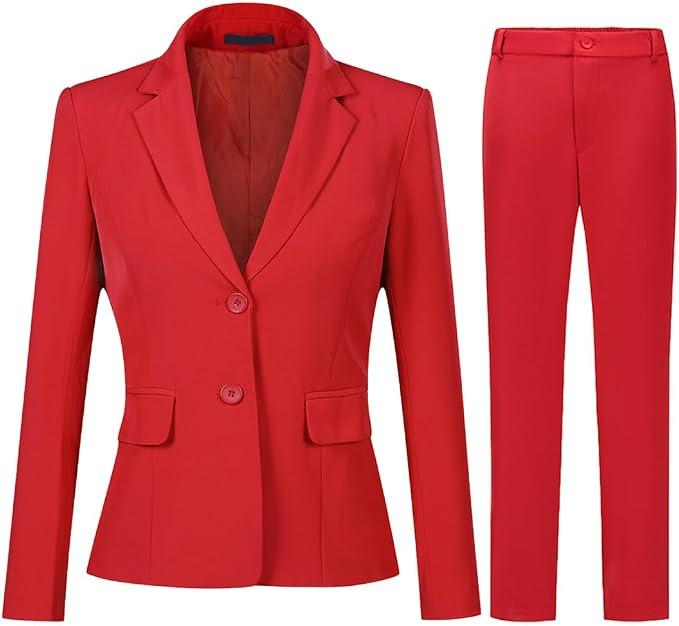 YUNCLOS Women’s Formal Two Piece Office Lady Suit Set Work Blazer Jacket Pant, Small