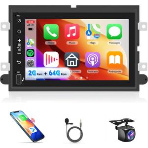 2G+64G Android Car Radio for Ford F250 F150 F350 2004-2014, Rimoody Car Stereo with Carplay Android Auto 7 inch Touchscreen GPS Navigation Mirror Link Bluetooth FM/RDS SWC USB Backup Camera