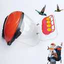 Hummingbird Feeder Hat Mask | Helmet-Style Hands-Free Design | 4 Spill-Proof Ports & Food Tray & Adjustable Headband | Lightweight PVC for Outdoor & Parent-Child Birdwatching | Red | 2 in 1