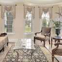 Loom and Mill Luxury Waterfall Valances for Windows, Elegant Jacquard Thick Swag Curtains Valance with Tassels for Living Room, Bedroom Party Banquet Decorations (Light Coffee, W39 Inch, 1 Panel)