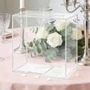 Teruntrue Clear Acrylic Wedding Card Box with Slot, Thick DIY Card Box Blank No Print, Large 10x10x5.5 Inch, for Wedding Reception Party Graduation Fundraiser Money Gift Holder Keepsake Decoration