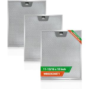 3PCS wb02x24871 Range Hood Grease Filter Compatible with GE JVW5361EJ1ES JVW5361EJ2ES JVW5361SJSS JVW5361BJ1TS, Approximately 11-13/16 x 10 Inches