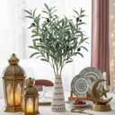 10 Pcs 12 Inch Ramadan Decoration Faux Olive Branches for Vases Eid Artificial Plants Olive Leaves Stems Ramadan Table Decor Eid Tabletop Greenery Centerpiece for Islamic Home Office Wedding Party