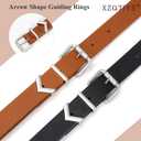 2 x XZQTIVE 2 Pack Women's Skinny Leather Belts for Jeans Pants Dress Ladies Thin waist belt with Gold Buckle (Silver Black+brown)