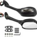 Motorcycle Mirrors Smoke Turn Signals for Suzuki GSXR600 GSXR750 GSXR 600 750 06-18 / GSXR1000 GSXR 1000 02-17 / SV650 SV650S 03-08 / SV1000 SV1000S 03-07 Rear View Side Integrated Light Black