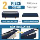 2-Piece Stretch Ottoman Covers Rectangle Slipcovers for Folding Storage Stools, Non-Slip Elastic Bottom, Soft Fabric Furniture Protectors (Navy, X-Large)