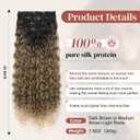 LONAI 4PC Clip in Hair Extensions, 100 Pure Protein Silk Curly Hair Extension for Women, 26 Inch Long Soft Natural Hair Extensions-Dark Brown to Medium Brown Light Roots