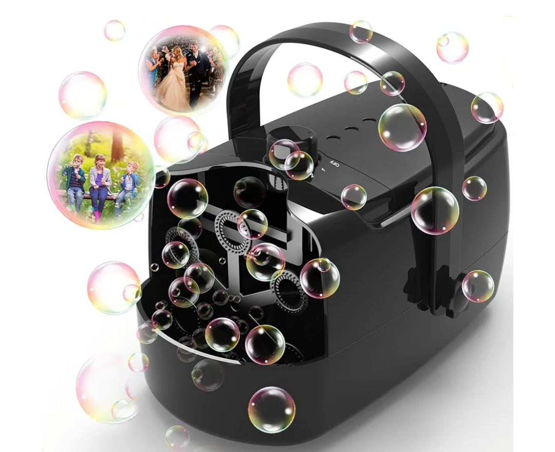 Bubble Machine Durable Automatic Bubble Blower, 8000+ Bubbles Per Minute Bubbles for Kids Toddlers Bubble Maker Operated by Plugin or Batteries Bubble Toys for Indoor Outdoor Birthday Party
