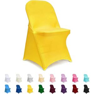 ManMengJi Yellow Folding Chair Covers, Spandex Folding Chair Covers 12 PCS, Banquet Chair Slipcovers for Party, Wedding, Holidays, Celebration