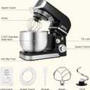 Kitchen in the box Stand Mixer,3.2Qt Small Electric Food Mixer,6 Speeds Portable Lightweight Kitchen Mixer for Daily Use with Egg Whisk,Dough Hook,Flat Beater (Black)