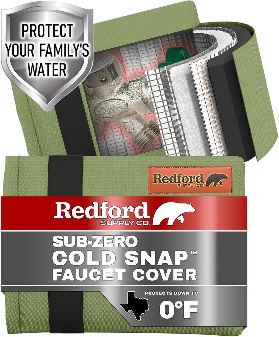 Redford Supply Co. Cold Snap (0F) 2 Pack Outdoor Faucet Covers for Winter Freeze Protection, 7.5"W x 9.5"H, Foam Spigot Insulated Cover, Outside Pipe Protection, Hose Bib (Green)