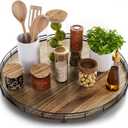 Acacia Wood 18" Lazy Susan Turntable Organizer for Table Top, Farmhouse Large Round Lazy Susan for Cabinet Kitchen Centerpieces Dining Table, for Condiments Charcuterie, Bathroom Vanity Tray Decor