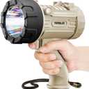 YIERBLUE Rechargeable Spotlight Flashlight with 2000000 High Lumen LED, IP67 Waterproof Long Running Spot Light searchlight, Impact Resistant Handheld Spotlight with Foldable Stand and Red Lens (Pearl)