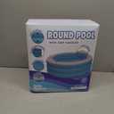 Inflatable Round Swimming Pool with Blow Up Padded Floor, Cup Holder, Handles and Drain - 60"x22" Deep Round Large Kiddie Pool Perfect for Adults and Kids Ages 4 5 6 7 8+