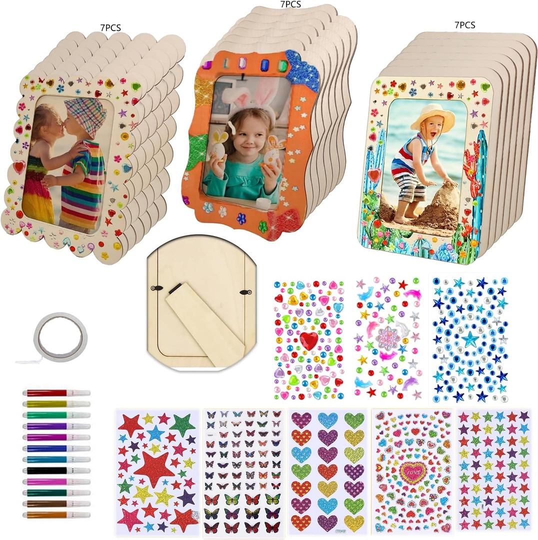 Wooden Picture Frames for 4 x 6 Photos, DIY Craft Projects, Painting, Birthday, Wedding,Unfinished Wood, Crafts Wood Decorate for Birthday Party Halloween Gifts,21 Pack