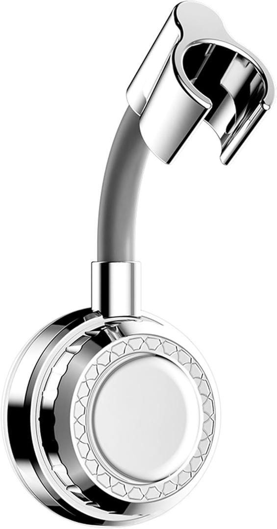 Shower Head Holder, Adjustable Plastic Suction Shower Head Holder, No Drill Removable Wall Mounted Bracket for Bathroom, Easy to Install