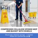 Commercial Sponge Mop and Bucket Set with Wheels for Floor Cleaning