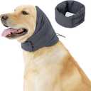 Meifsou Quiet Ears for Dogs - Adjustable Ear Covers for Noise, No Shake Dog Head Wrap, Dog Calming Hood for Thunder, Lightning, Fireworks, Vet Visits, Polyester and Stretch Cotton Blend, Grey S