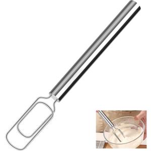 Danish Dough Whisk for Sourdough Starter Mixer Stick, 12" Stainless Steel Dough Whisk, Bread Mixer for Cooking, Mixing, Sourdough, Pizza, Dishwasher Safe