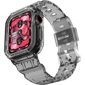 AmBand E1 Rugged Band & Case for Apple Watch Compatible with Series 111, SE3/SE2/SE and Ultra 3/2/1, Lightweight Shockproof Design (Crystal Black), Size: 38mm/40mm/41mm - Series 1-9 & SE