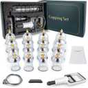 DEFUNX Cupping Kit for Massage Therapy - 16 Cups Professional Massage Cups Set with Manual Pump, Vacuum Cupping Therapy Set for Cellulite Reduction Muscle Pain Relief