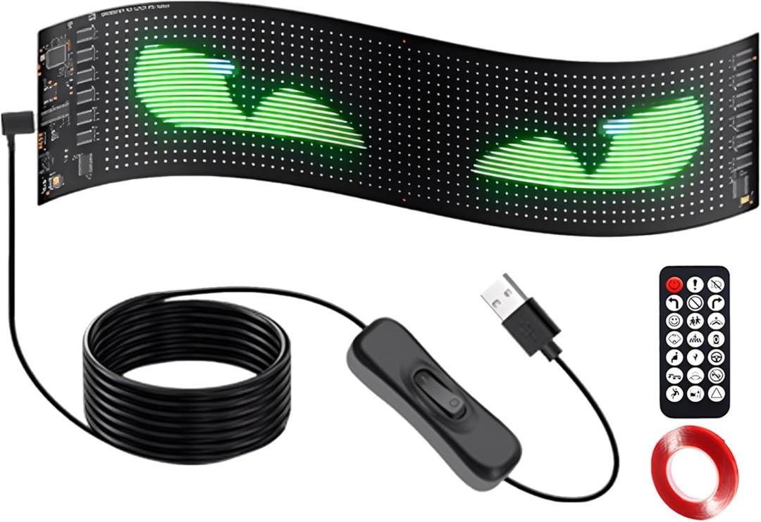 Generic Devil Eye Led Lights for Car Windshield, Flexible Design, Remote App Control, Programmable 3.6 X 14.7 in, USB Powered