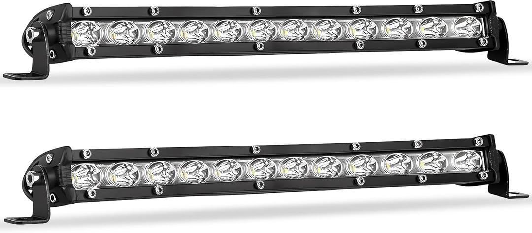 12 Inch LED Light Bar, 144W Spot Flood Combo Beam Light Bar, 8000 lm 6500K White, IP67 Waterproof Offroad Light Bars for Trucks, SUVs, Jeeps, ATVs, Boats, 2-Pack